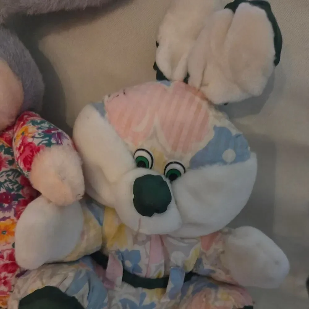 Vtg 90s Commonwealth Bunny Plush bundle Y2K nursery decor retro